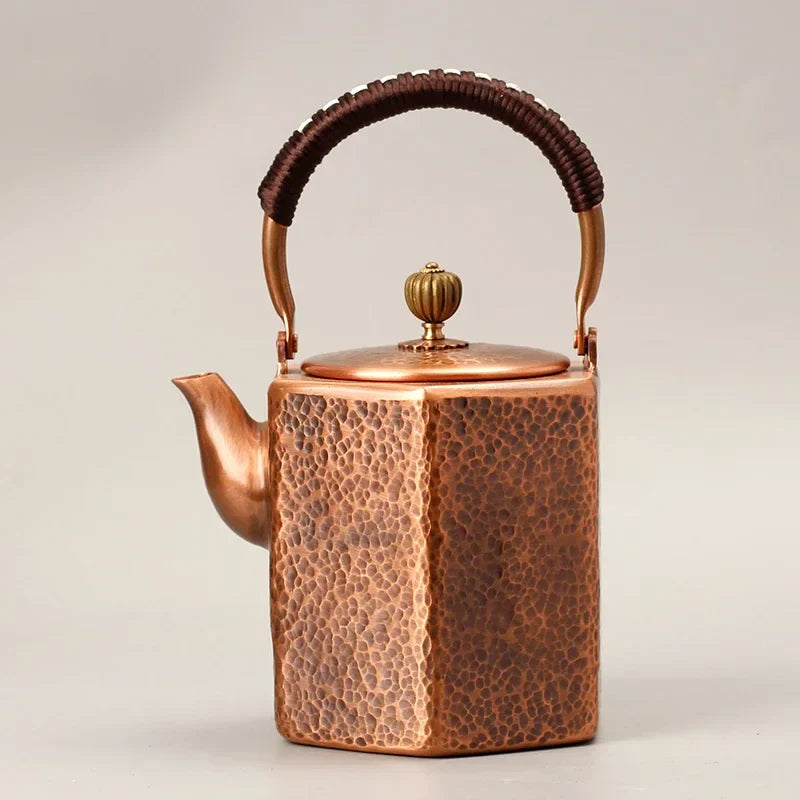Afralia™ Vintage Copper Boiling Teapot Large Capacity Kung Fu Tea Set