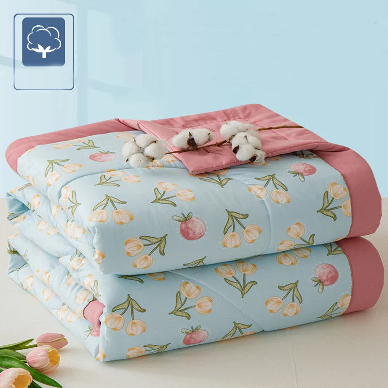 Afralia™ Lightweight Summer Quilt: Soft Skin-Friendly Comforter with Cotton Fill