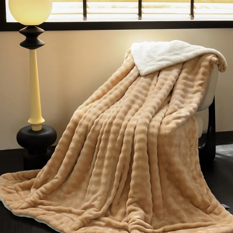 Afralia™ Flannel & Lamb Wool Blanket: Versatile, Thick for Autumn & Winter.