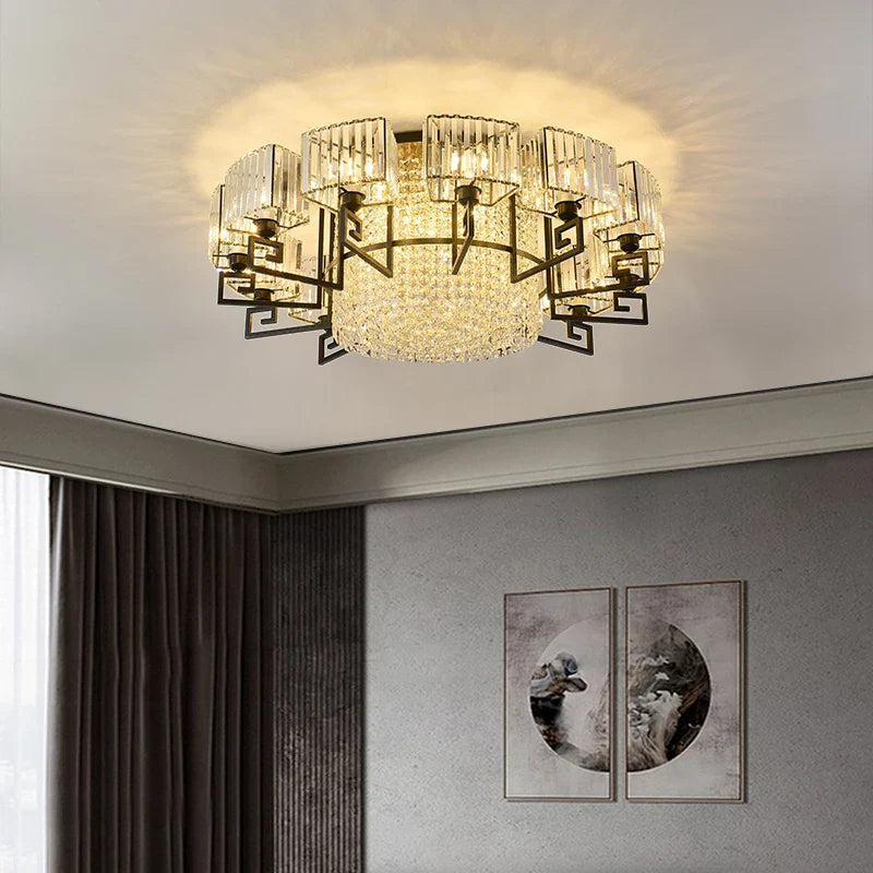 Afralia™ Luxury Crystal Ceiling Light for Living Room, Bedroom, Dining - Modern and Simple