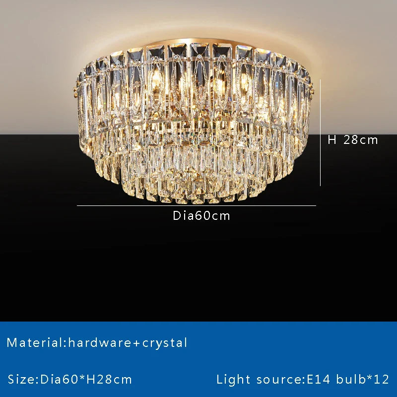 Afralia™ Crystal Round Ceiling Lamp - Nordic Luxury Home Decor Luxe Chandelier
