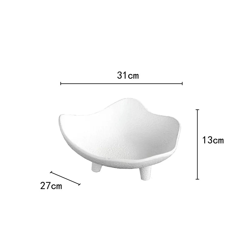 Afralia™ Ceramic Fruit Plate Snack Dish Irregular High Tray Home Decoration