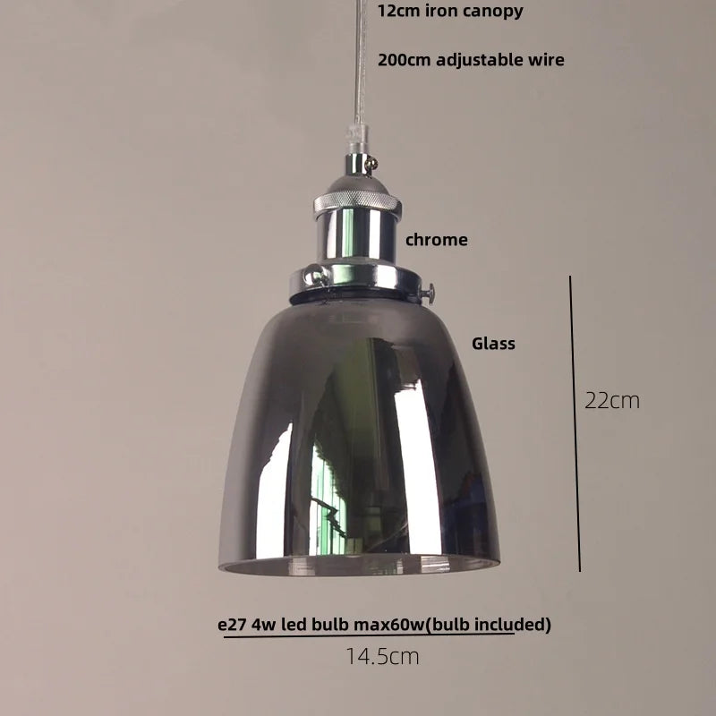 Afralia™ Vintage Copper LED Glass Pendant Lamp for Kitchen Coffee Restaurant Loft