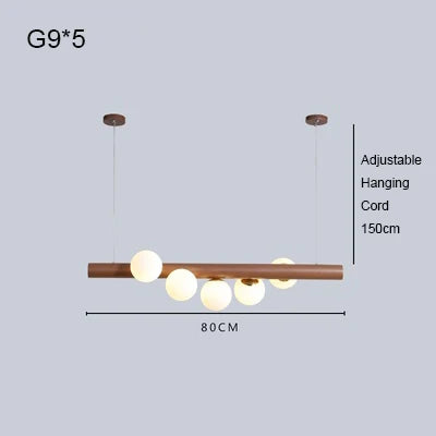 Afralia™ Nordic Walnut Glass Pendant Chandelier - Dimmable Restaurant Decor Lighting
