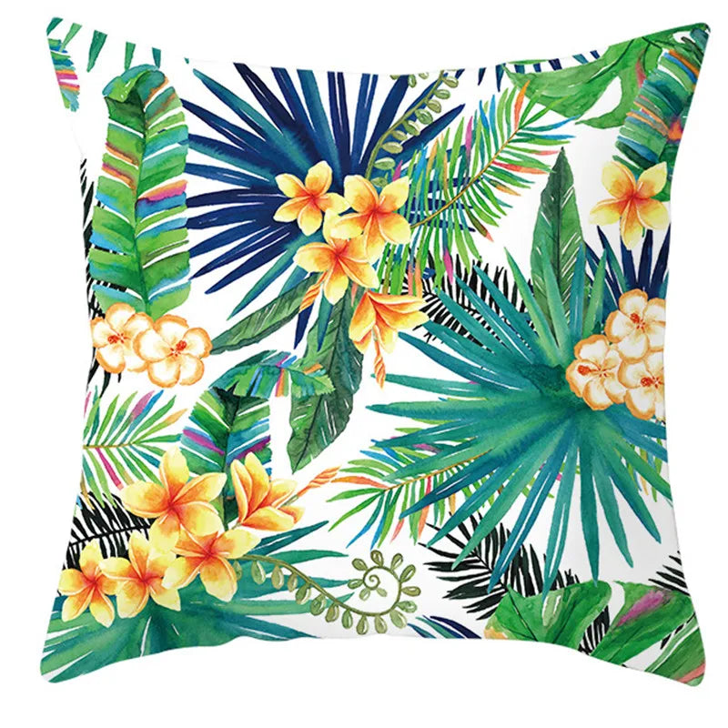 Tropical Leaves Decorative Pillow Cover by Afralia™