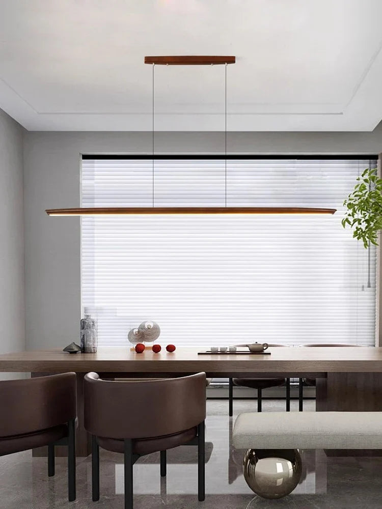 Afralia™ White Pine Black Walnut Wood LED Pendant Light Chandelier for Dinning Room