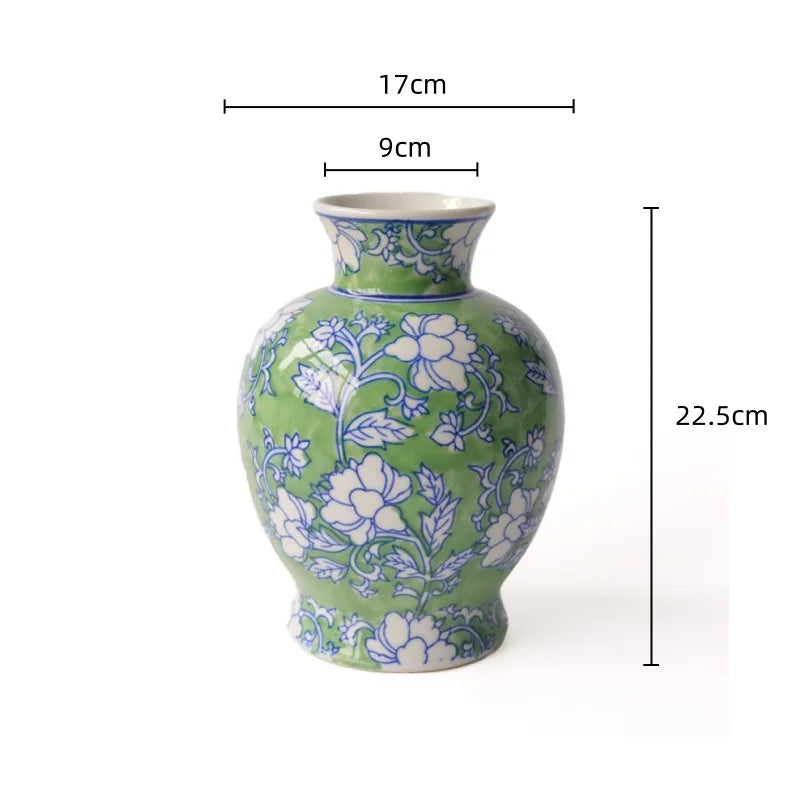 Afralia™ Chinese Retro Blue & White Porcelain Vase Flower Arrangement Home Decor