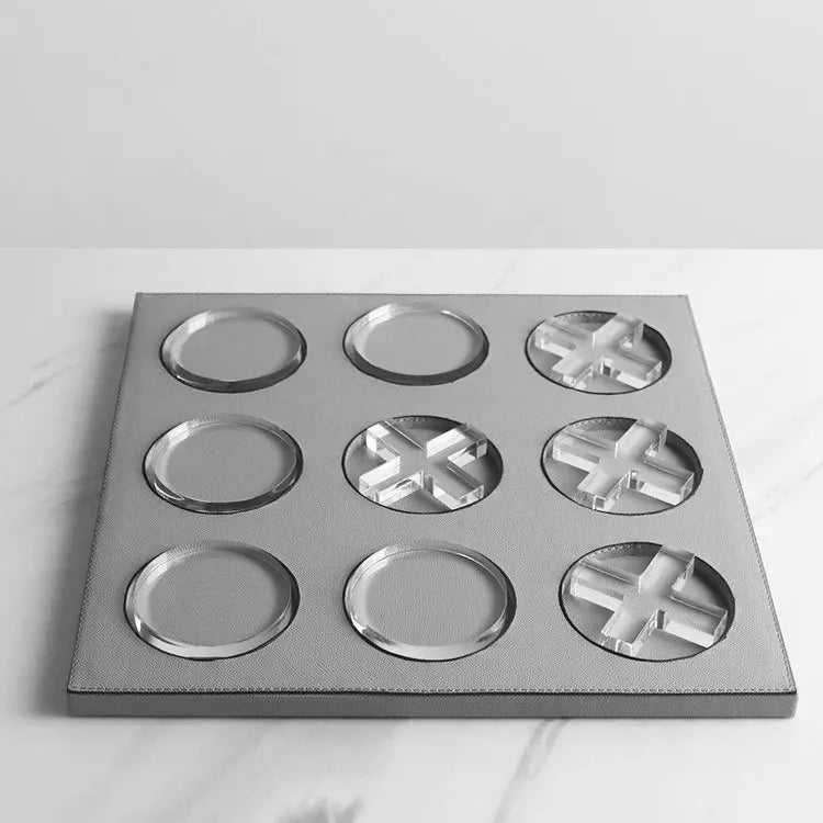 Afralia™ Geometric Checkerboard Grid Leather Chess Transparent Chessboard Home Decor Figurines