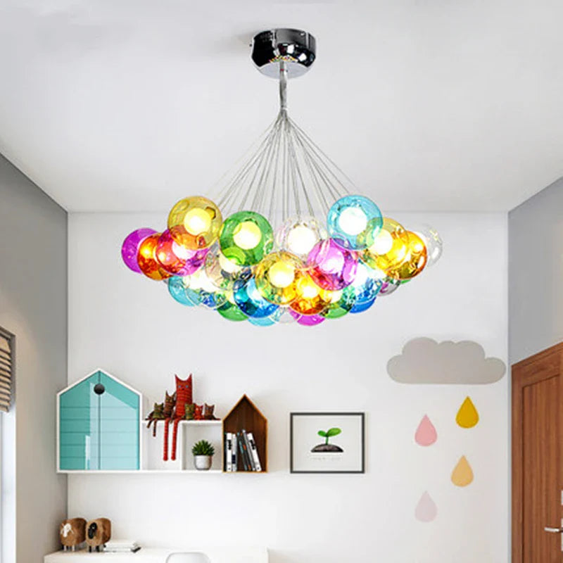 Afralia™ Glass Ball Bubble Chandelier for Modern Living Room, Bedroom, Dining Table, Clothing Store
