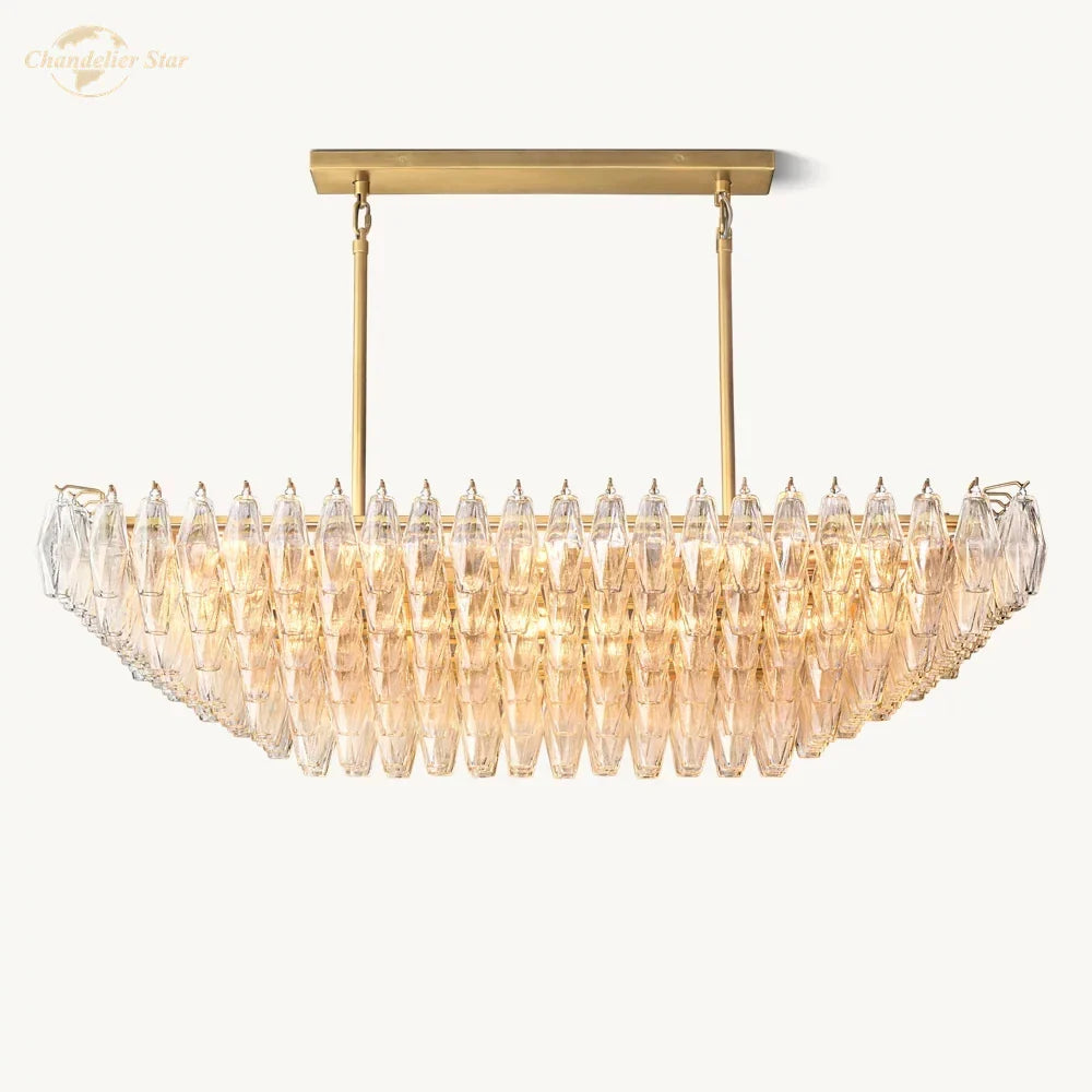 Afralia™ Black Chiara Chandelier Clear Glass Rectangular Pendant Light for Modern Living Room Kitchen