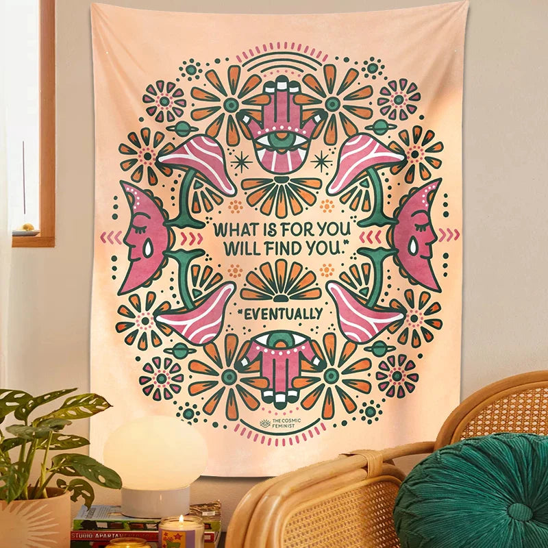 Afralia™ Boho Moon Flower Magic Tapestry Wall Hanging for Home Decor