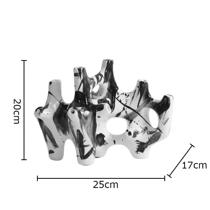 Afralia™ Black Starfruit Coral Vase Resin Desk Decor Modern Floral Room Aesthetic