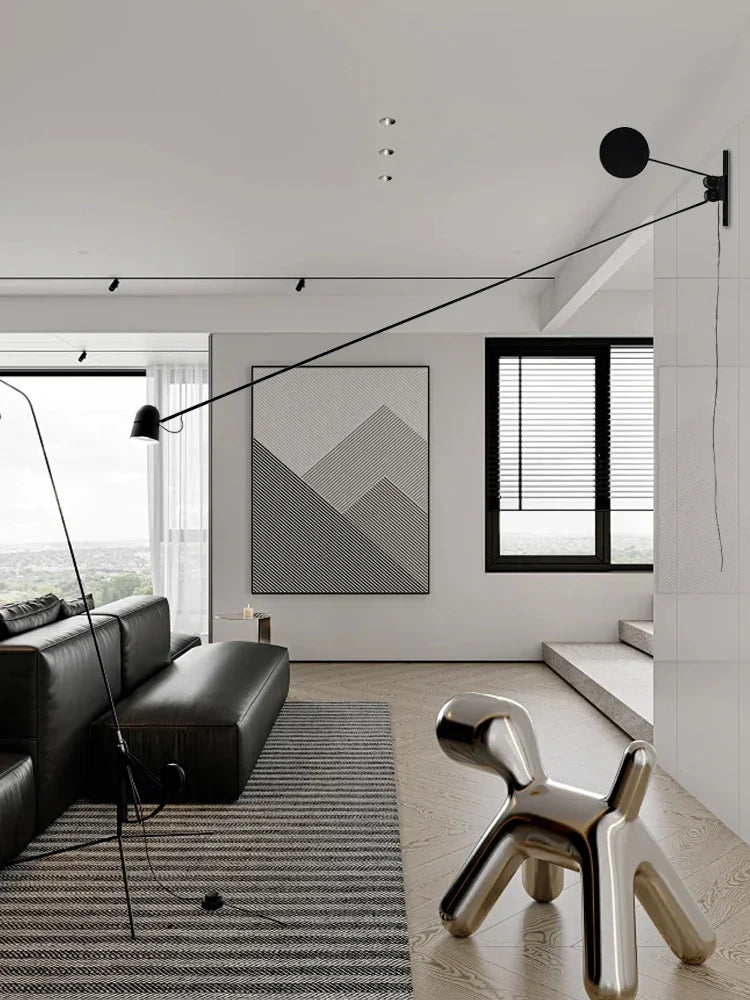 Afralia™ Red Swinging Arm LED Wall Lamp: Minimalist Italian Design for Living Room & Cafe