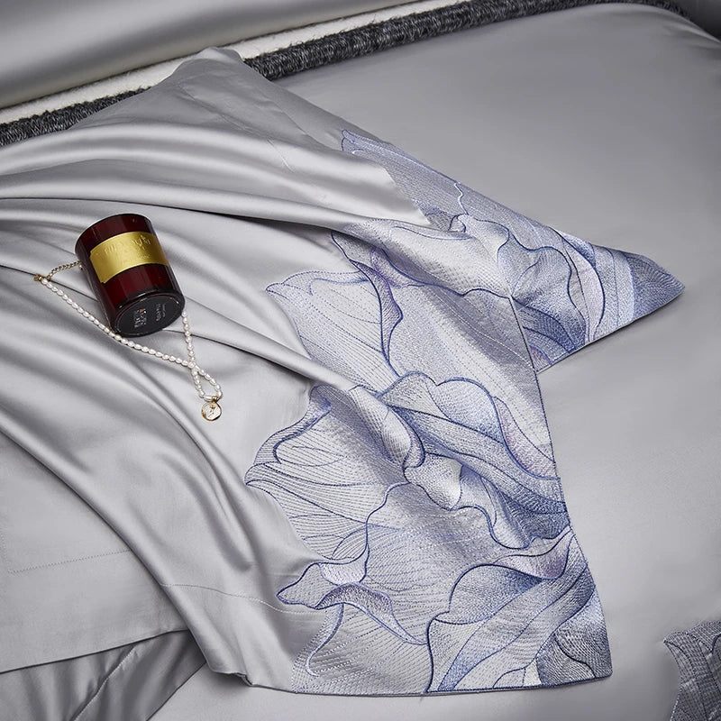 Afralia™ Luxury Floral Embroidery Bedding Set - 4Pcs
