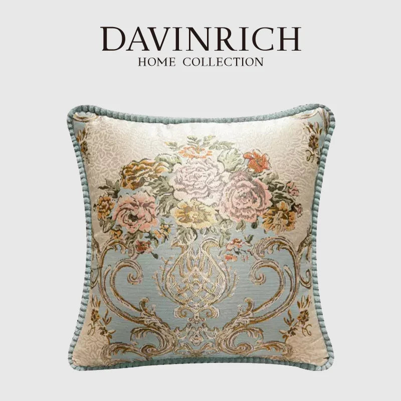 Afralia™ Vienna Impression Floral Jacquard Tassel Luxury Cushion Cover