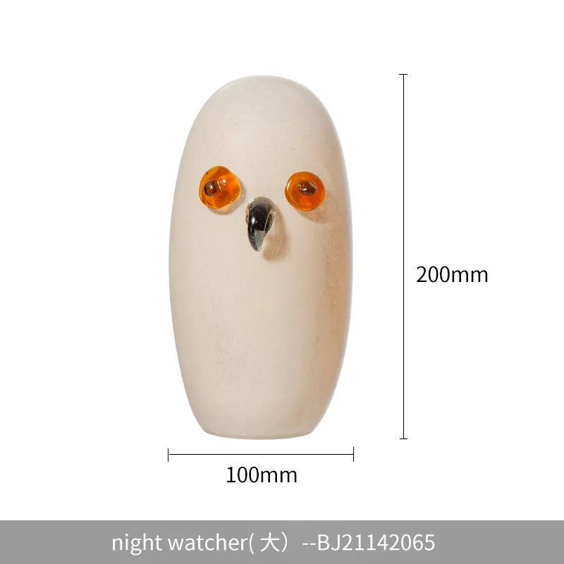 Afralia™ Cartoon Owl Glass Sculpture Home Decor Figurine