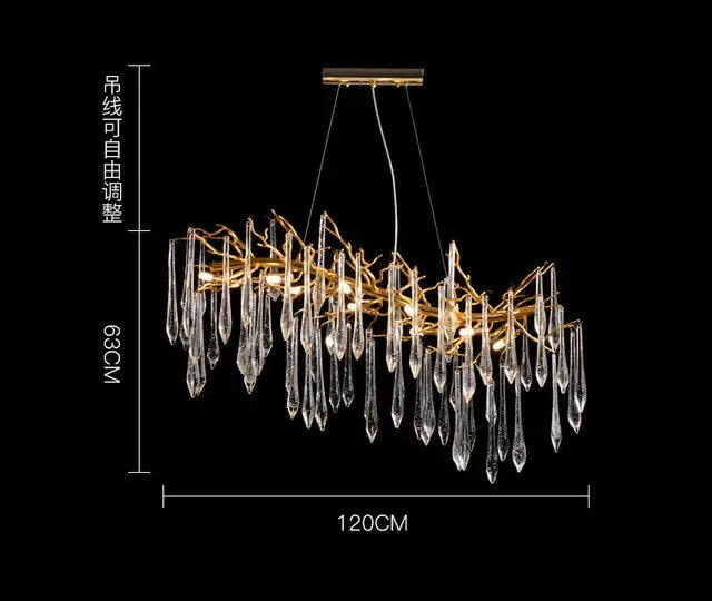 Afralia™ Crystal Water Drop LED Chandeliers: Modern Luxury Branch Design for Living & Dining Rooms