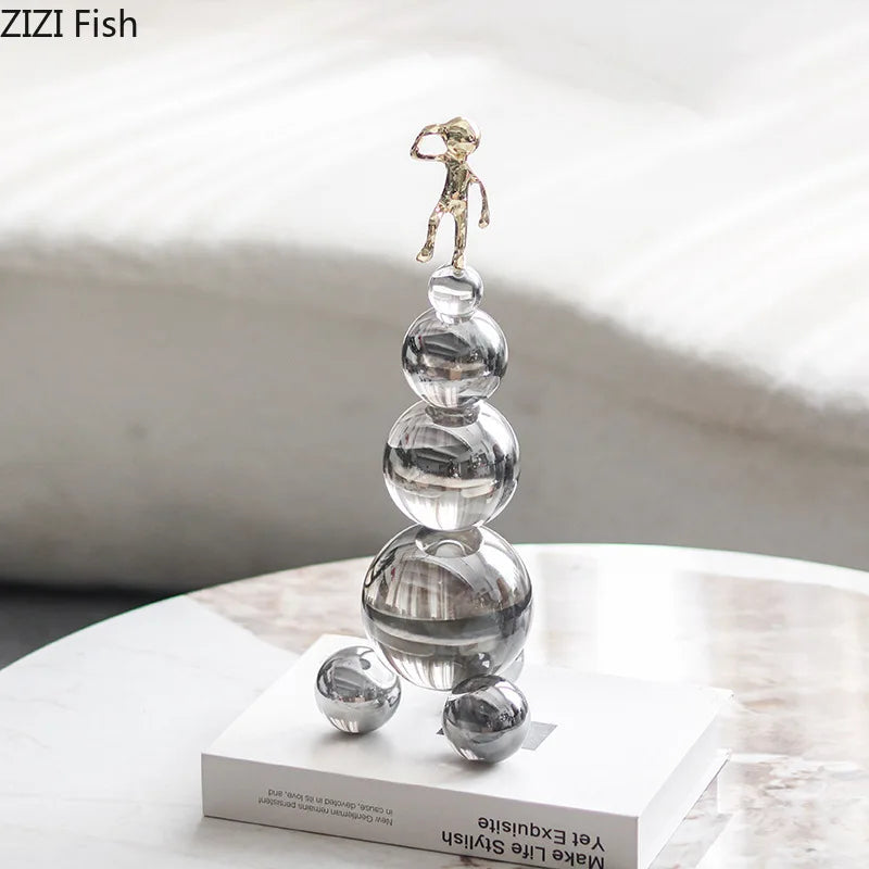 Afralia™ Crystal Sphere Ornaments: Modern Geometric Desk Decor & Aesthetic Room Sculpture