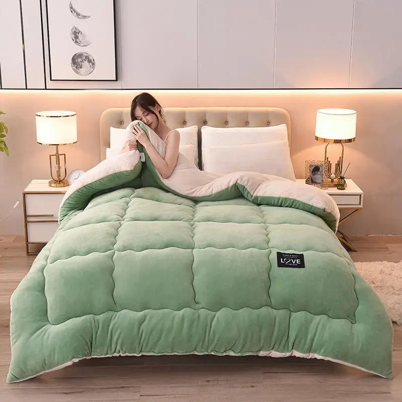 Afralia™ Milk Cashmere Lamb Wool Quilt: Soft & Warm Bedding for Winter, Spring, and Autumn.