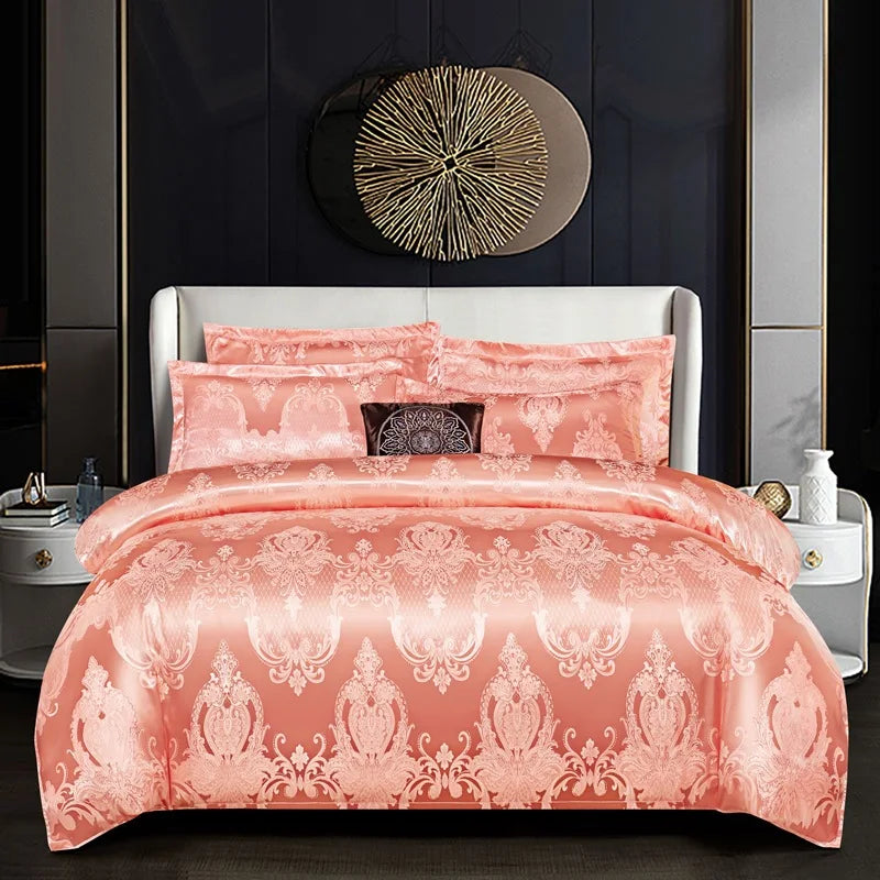 Afralia™ Jacquard Satin Summer Bedding Set - Elegant & Skin Friendly Duvet Cover - Single/Double Size