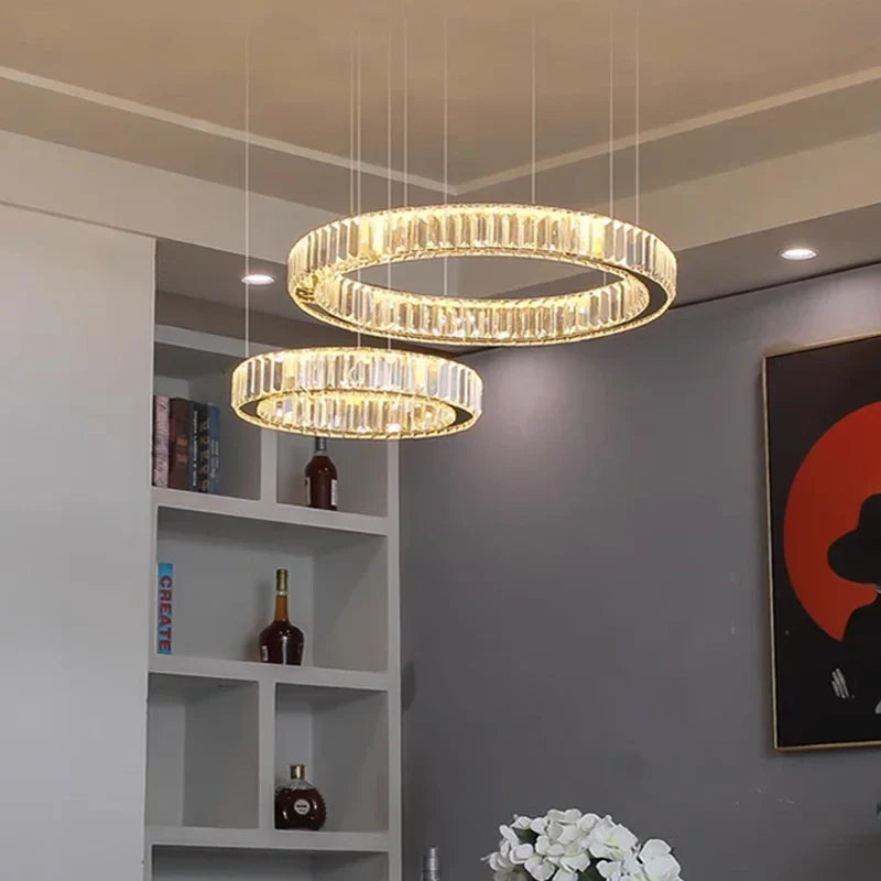 Afralia™ Modern Luxury Crystal LED Ceiling Chandelier for Living Room.