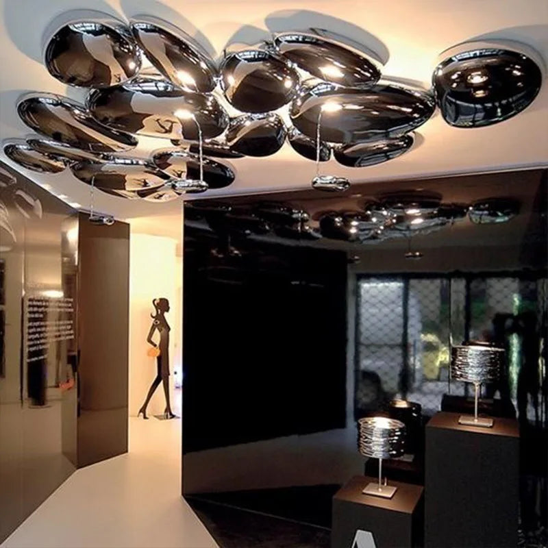 Afralia™ Modern Chrome LED Ceiling Lamp for Living Room Bedroom & Restaurant