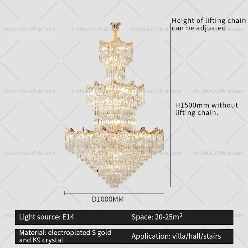 Afralia™ Crystal Duplex Chandelier: Post-Modern Luxury Living Room Club Villa Lighting