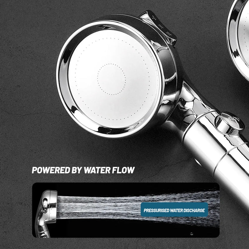 Afralia™ Chrome 3-Function High Pressure Shower Head with Cotton Filter and Water Saving