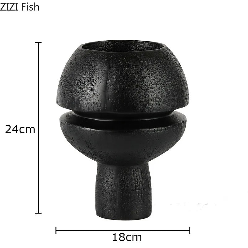 Afralia™ Black Spherical Resin Sculpture Desk Decoration Abstract Art Aesthetic Ornament