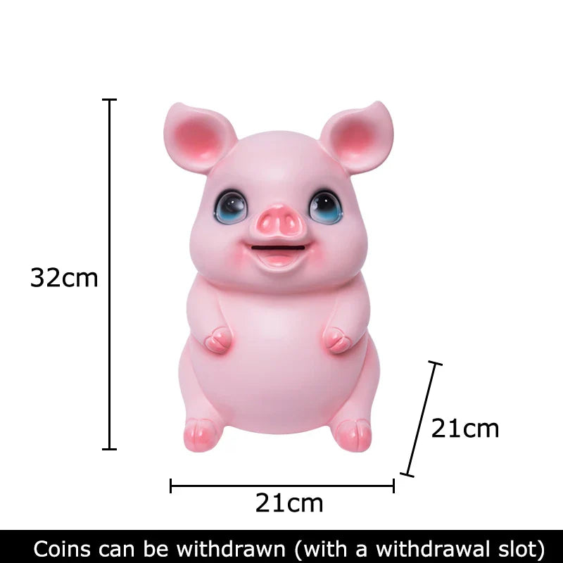 Afralia™ Cartoon Pig Child Savings Jar Piggy Bank Desk Decoration Resin Sculpture
