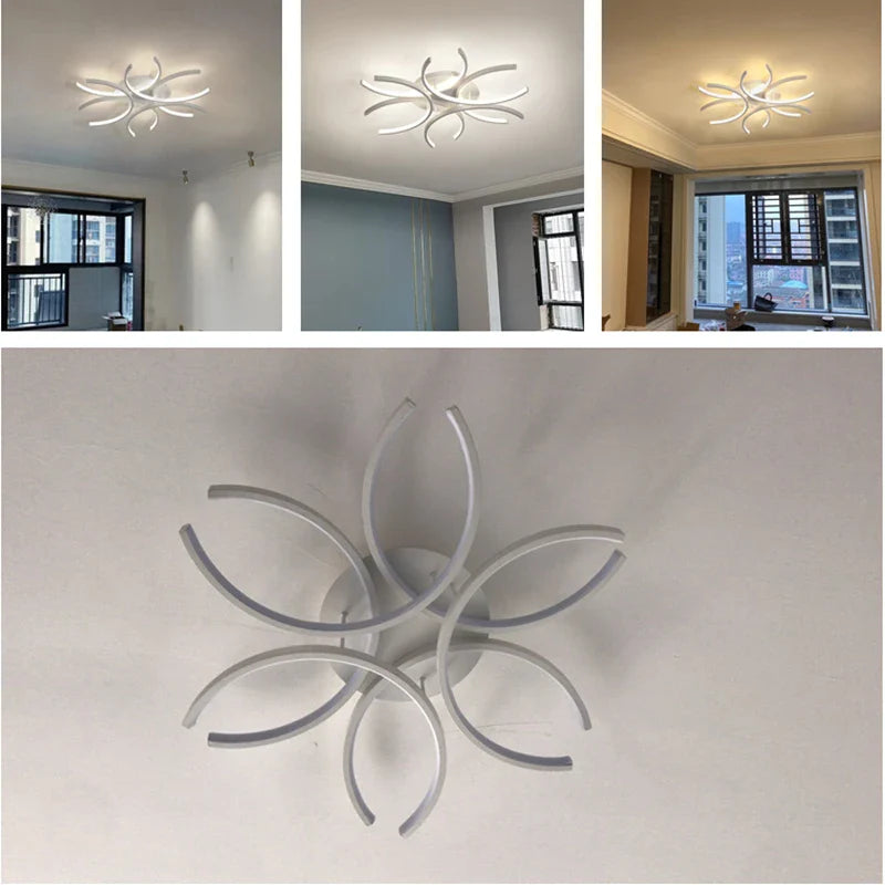 Afralia™ Luxury LED Ceiling Lights with Remote Dimming for Living Room, Bedroom, Kitchen