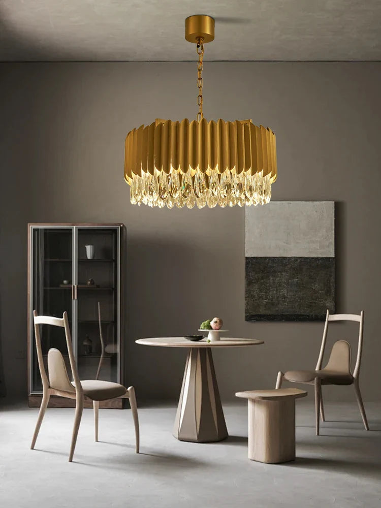 Afralia™ Crystal Water Droplet Pendant Lights, Dimmable Luxury LED Dining Room Fixture