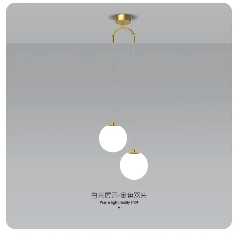 Afralia™ Double Glass Ball Pendant Light Fixture for Bedroom Ceiling Lighting