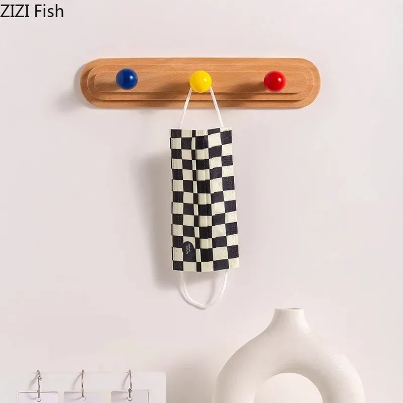 Afralia™ Solid Wood Wall-mounted Clothing Hat Hook with Multiple Hooks