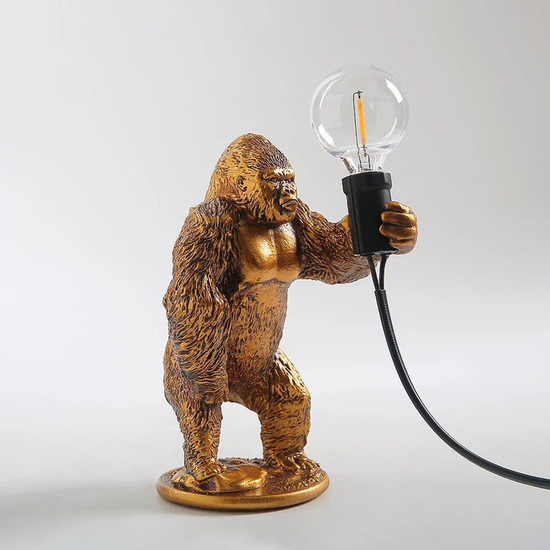 Afralia™ Mini Gorilla Table Lamp: Cute LED Home Decor Craft Gorilla Ornament