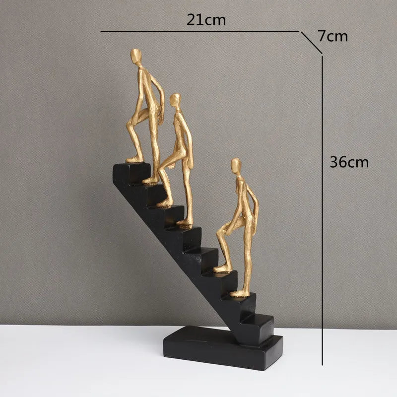 Afralia™ Golden Man Climber Staircase Abstract Sculpture Home Decor Ornaments