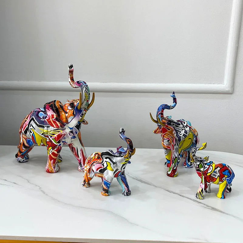 Afralia™ Elephant Resin Art Statue Collection for Home Office Decor