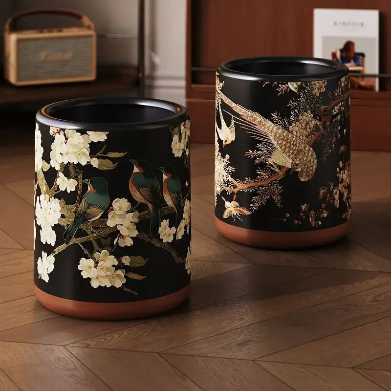 Afralia™ Retro Printed Plastic Garbage Bin.