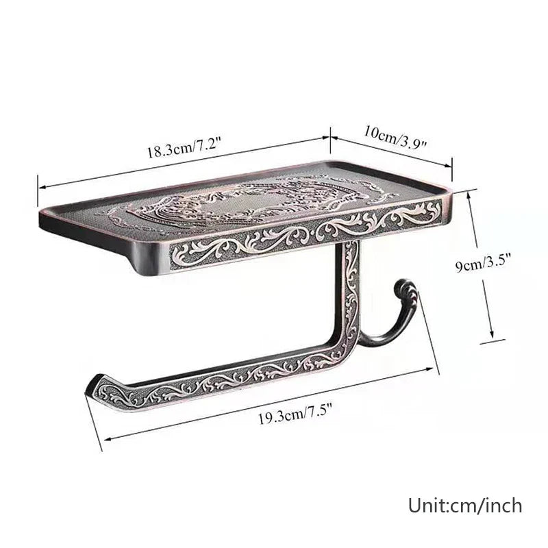 Afralia™ Aluminum Toilet Paper Holder with Phone Rack and Hook