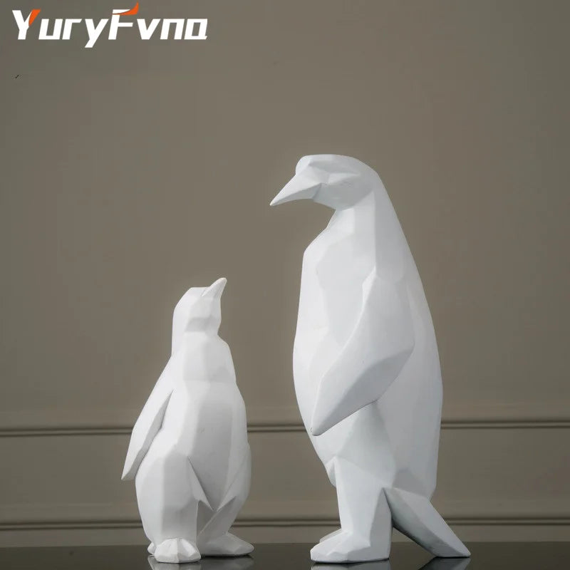 Nordic Penguin Resin Sculpture by Afralia™: Geometric Animal Statue Home Office Decor