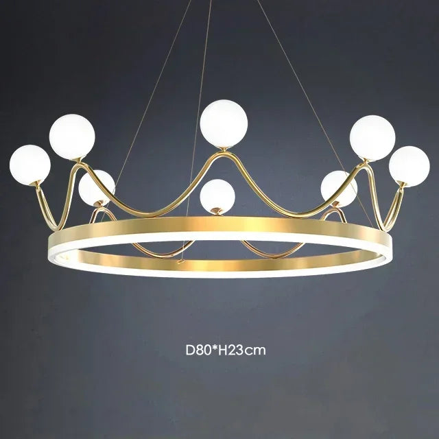 Afralia™ Glass Crown Chandelier Pendant Light for Bedroom Ceiling, Modern Suspension Lamp