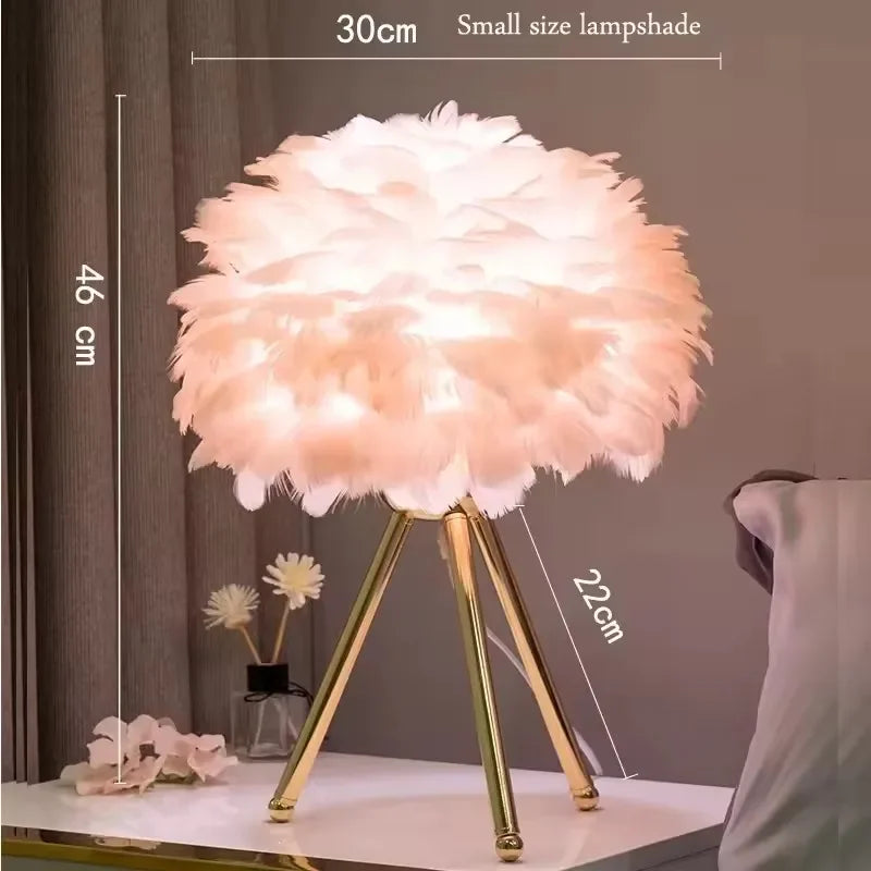 Afralia™ Feather Table Lamp Desk Light for Bedroom and Living Room