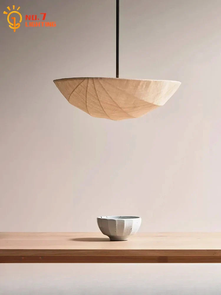 Afralia™ Waib-sabi Fabric Art LED Pendant Light Vintage Hanging Lamp for Home Decor