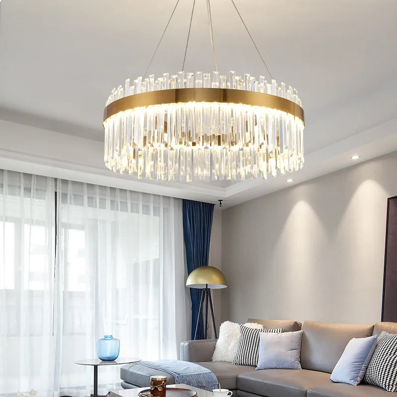 Afralia™ Crystal Ceiling Pendant Light for Living Dining Room Chandelier Home Decor