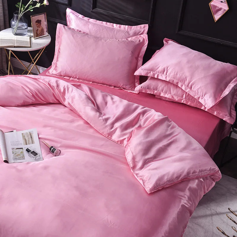 Afralia™ Ice Rayon Satin Bedding Set: Cooling, Soft, Summer Comfort for Twin-Double Bed