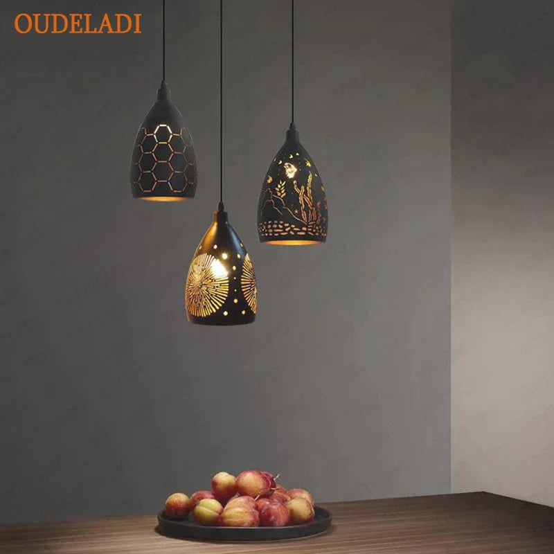 Afralia™ LED Iron Cage Pendant Light - Modern Metal Fixture for Living Room and Restaurant