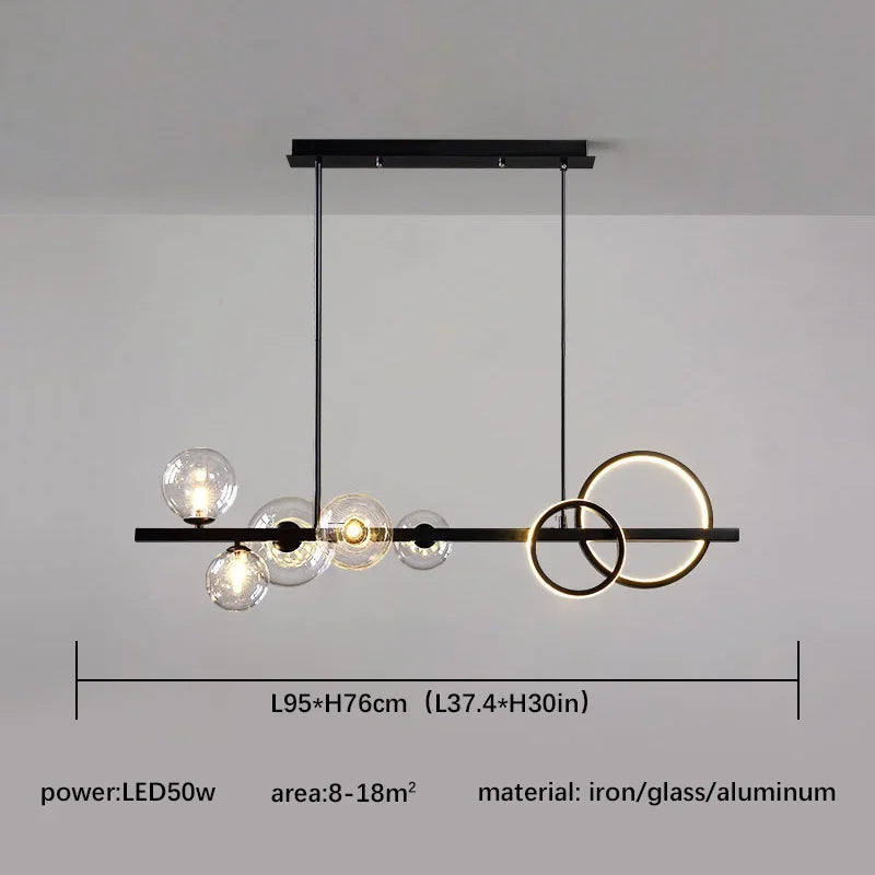 Afralia™ Glass Ball Pendant Chandelier: Scandinavian LED Light for Kitchen Dining Table