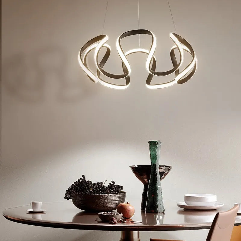 Afralia™ Nordic Twisted LED Chandelier Ceiling Lamp Modern Pendant Light