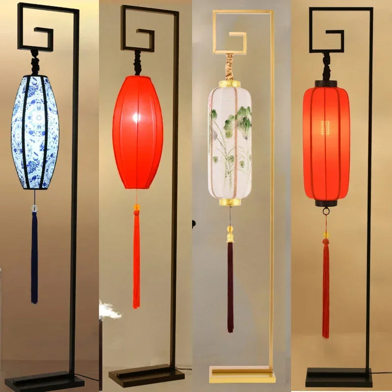 Afralia™ Retro Zen Chinese Floor Lamp Antique Living Room Standing Lights Zen Style