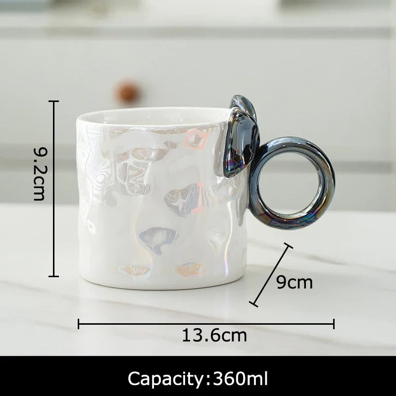 Afralia™ Bowknot Glazed Porcelain Coffee Mug, Lovely Design Tea Cup, Ideal for Milk and Juice